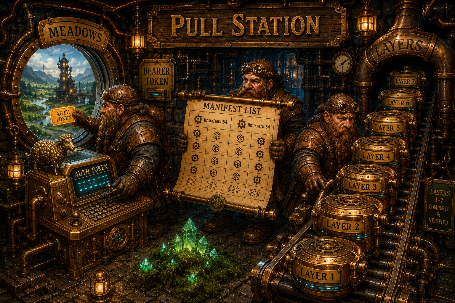 Pull з regestry: auth, manifest lists, multi-arch